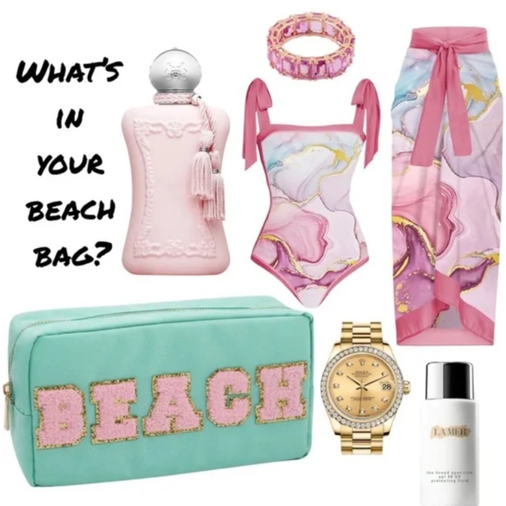 Mint Green 'BEACH' Cosmetic Pouch - Women's Travel Makeup Bag